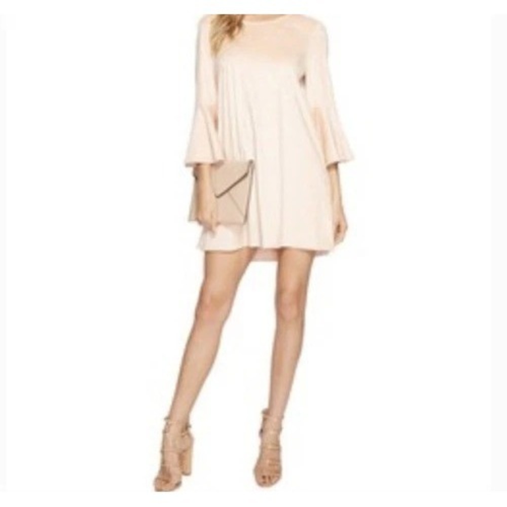 JACK BY BB DAKOTA FAUX SUEDE DRESS  LARGE  BELL SLEEVES Dusty Rose SOFT